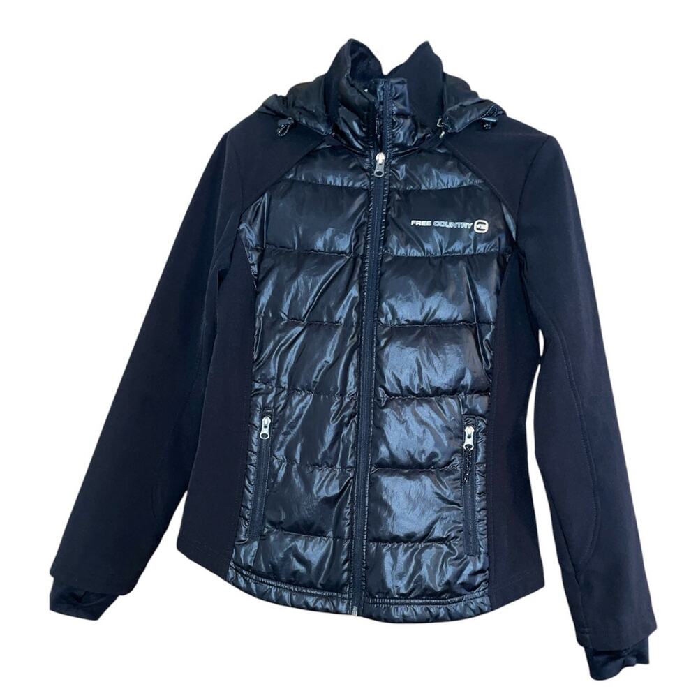 Free Country Black Puffer Hooded Sport Jacket size Small